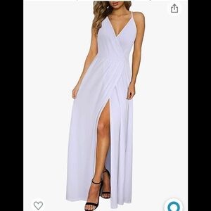 Deep V-Neck Casual Dress Summer Backless Floral Split Maxi Dress for Beach